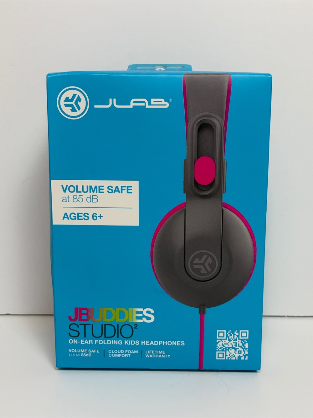 JLab JBuddies Studio 2 Kids Wired Headphones Gray Pink 3.5mm 85dB New Sealed
